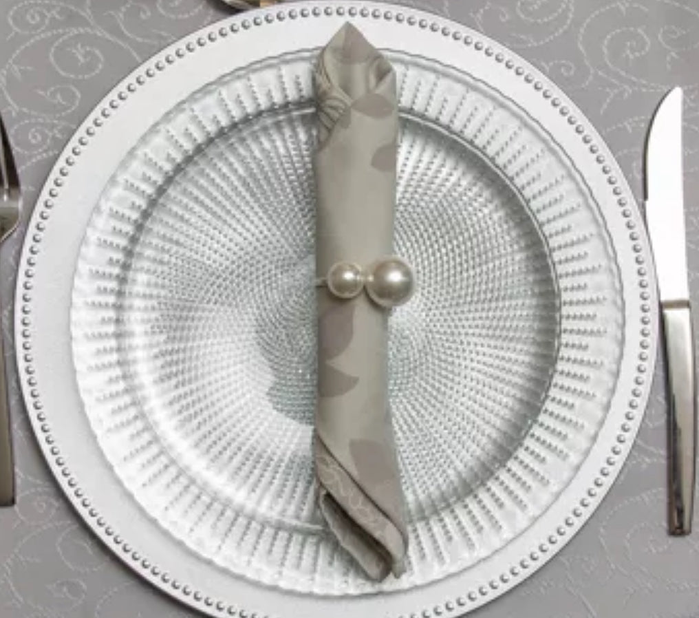 Rond de serviettes double perle-lot de 4