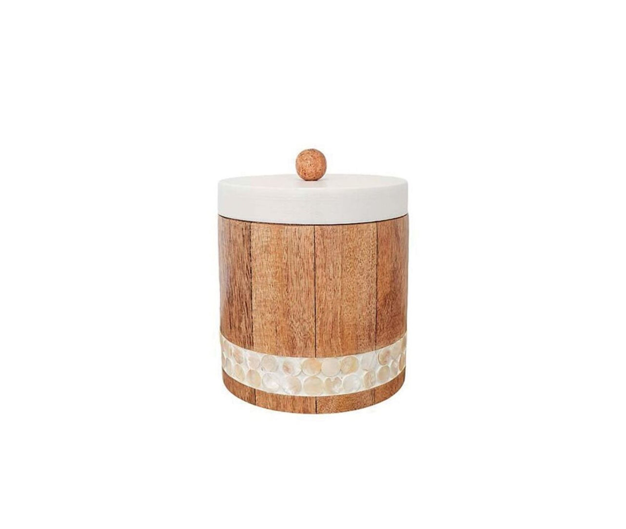 BOITE DECORATIVE EN BOIS AVEC COUVERCLE BLANC 13X13X12.5CM