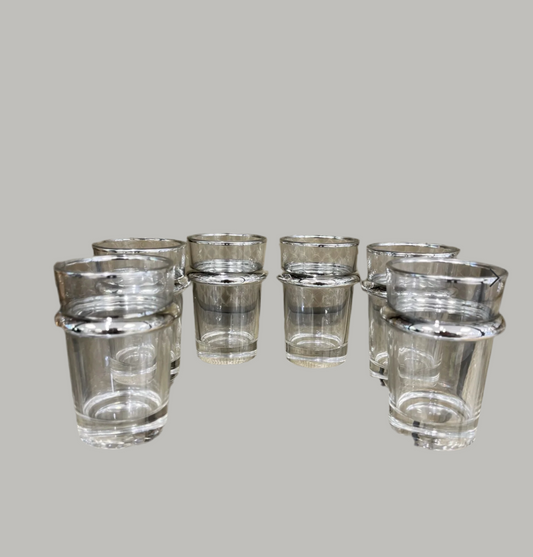 TASSES A THE EN VERRE BORDS ARGENT 175ML - LOT DE 6 (blackweek10)