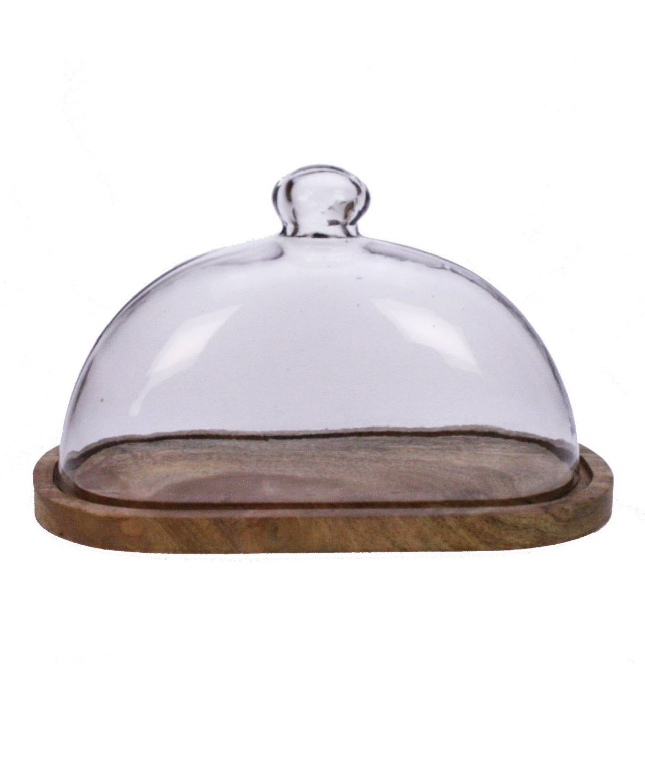 Cloche à cake avec socle en bois ovale