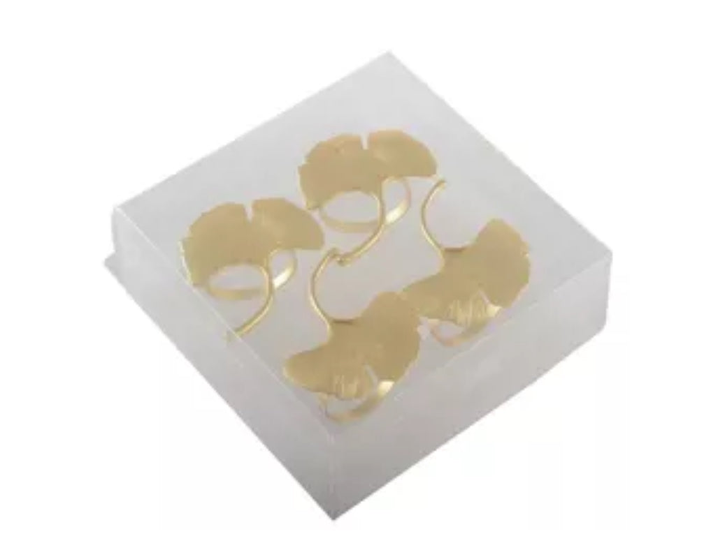 Rond de serviettes gingko dore -lot de 4